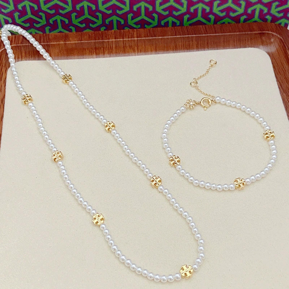 Tory Burch Faux Pearl Bracelet Necklace Choker